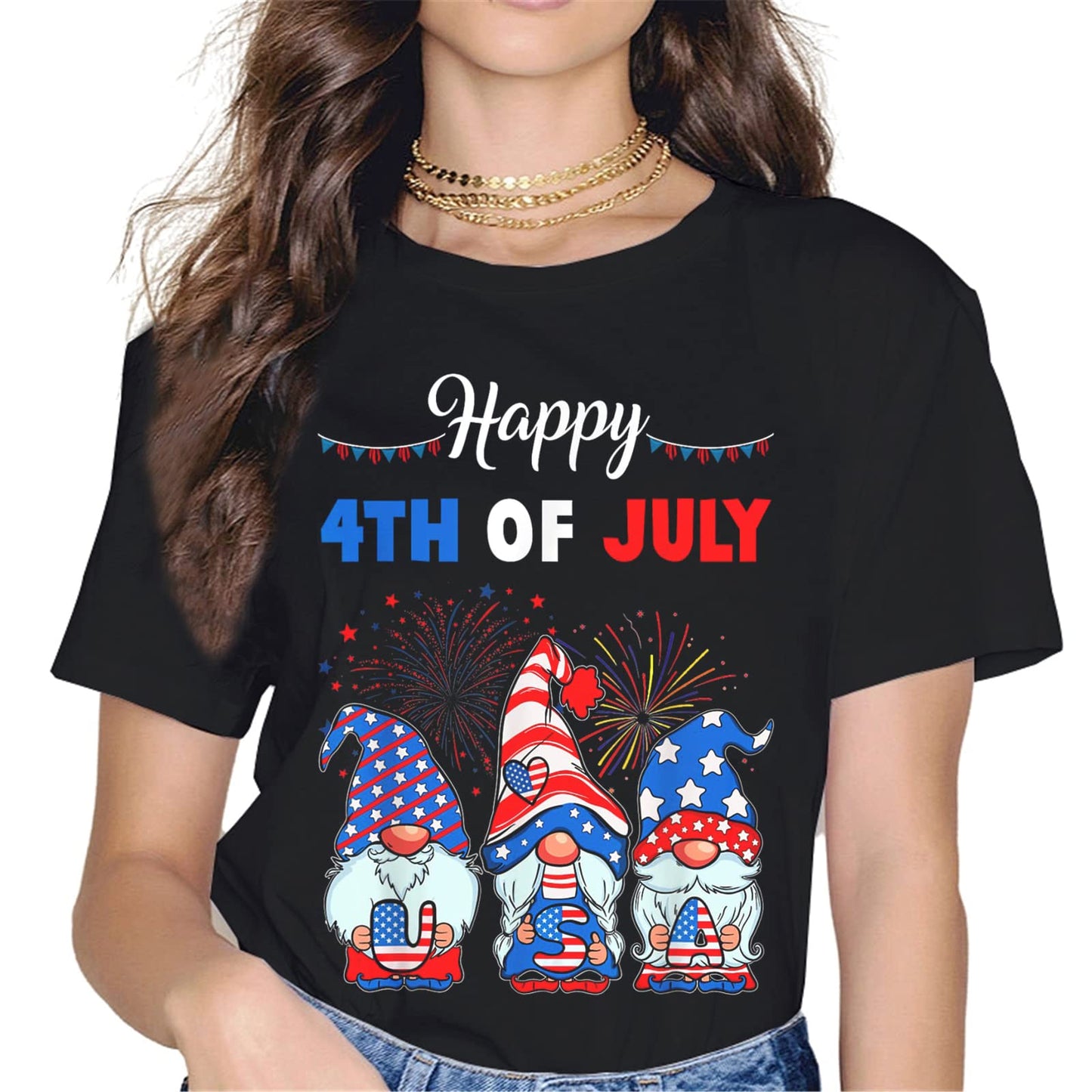 American Flag Fireworks T-Shirt - 4th of July Graphics