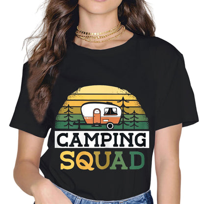 Happy Camping Fashion Short Sleeve Casual Round Neck Gift T-Shirt