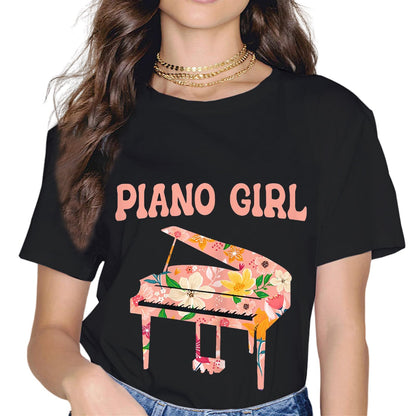 Sassalilly Piano Girl Women Gift Piano T-Shirt