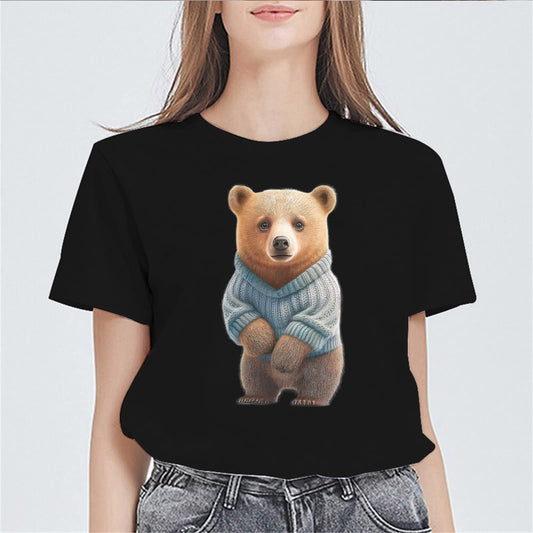 Women Fashion Adorable Bear Tshirts Casual Short Sleeve Tops Women's Teens Girl