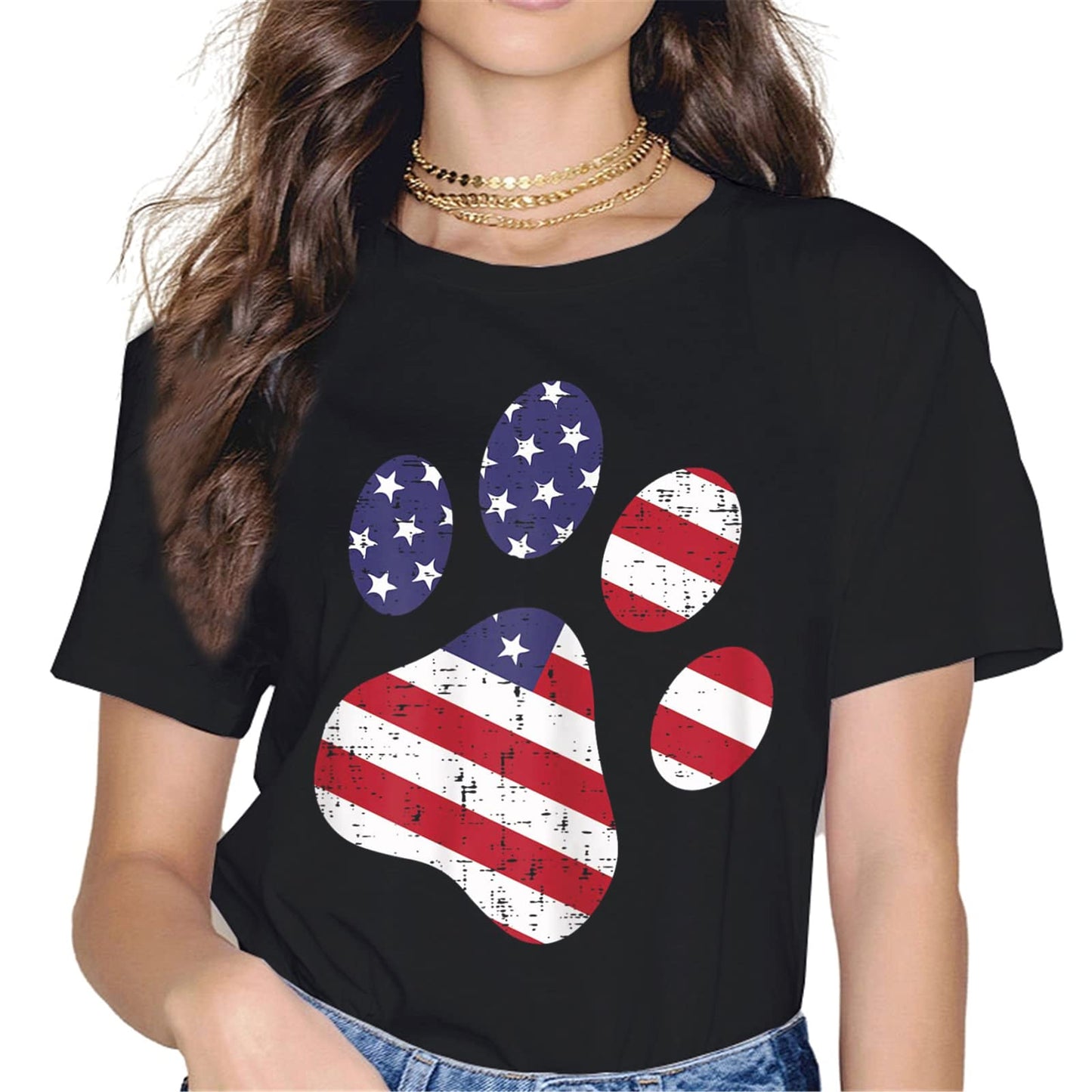 Dog Paw American Flag T-Shirt - Patriotic Graphics