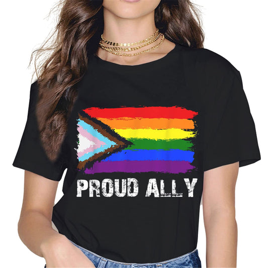 Women LGBTQ Gay & Lesbian Pride Rainbows Flag Tops T-Shirt Pride Month Shirt Casual Short Sleeve Crew Neck Shirts Gift Tee