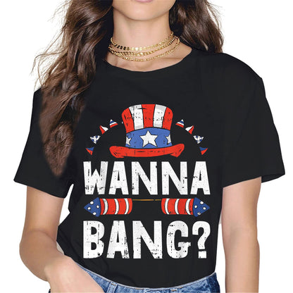 Just Here to Bang 4th of July Firework T-Shirt - Patriotic Graphics