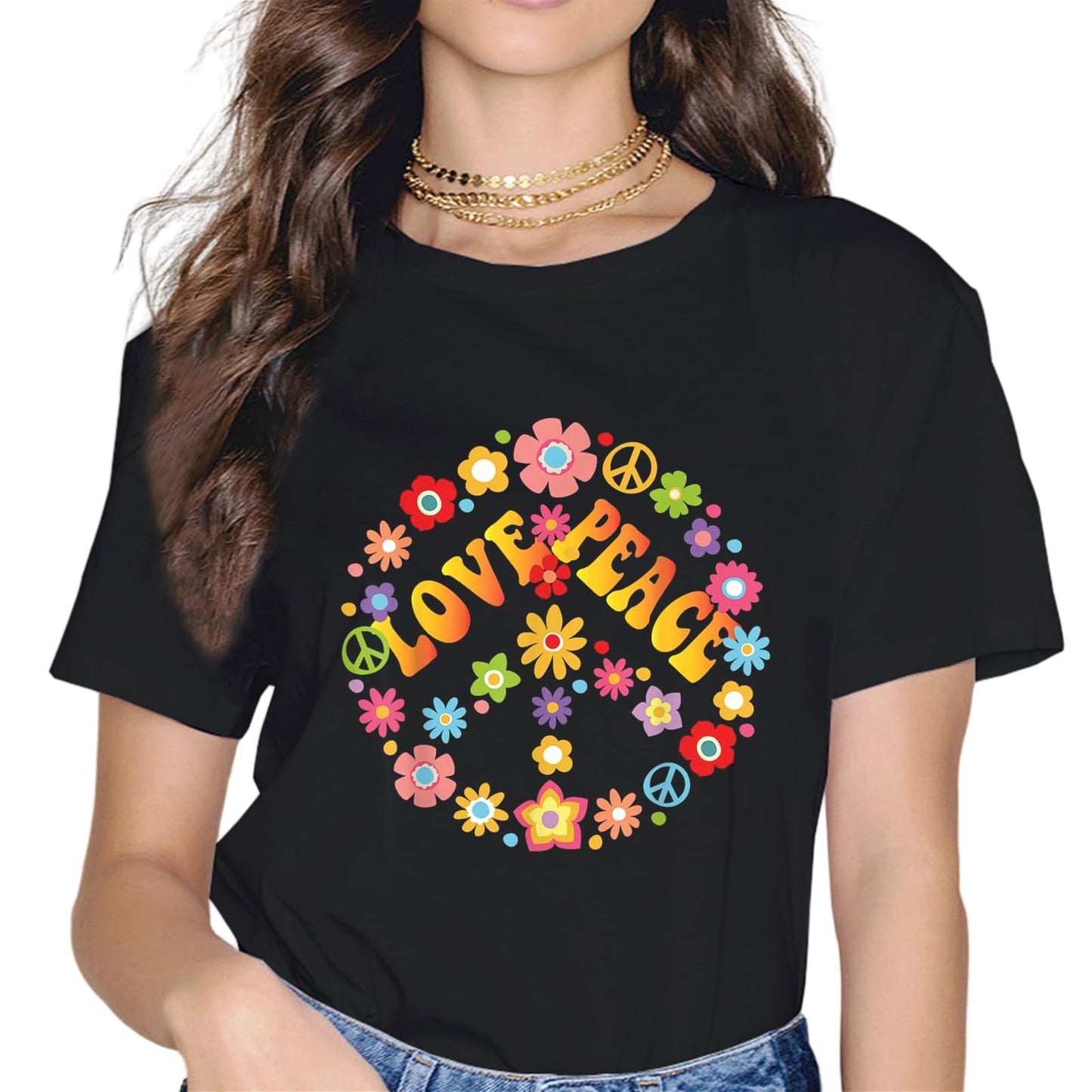 Love and Peace Flower Hippie Lover Beautiful Cute Funny Gift T-Shirt