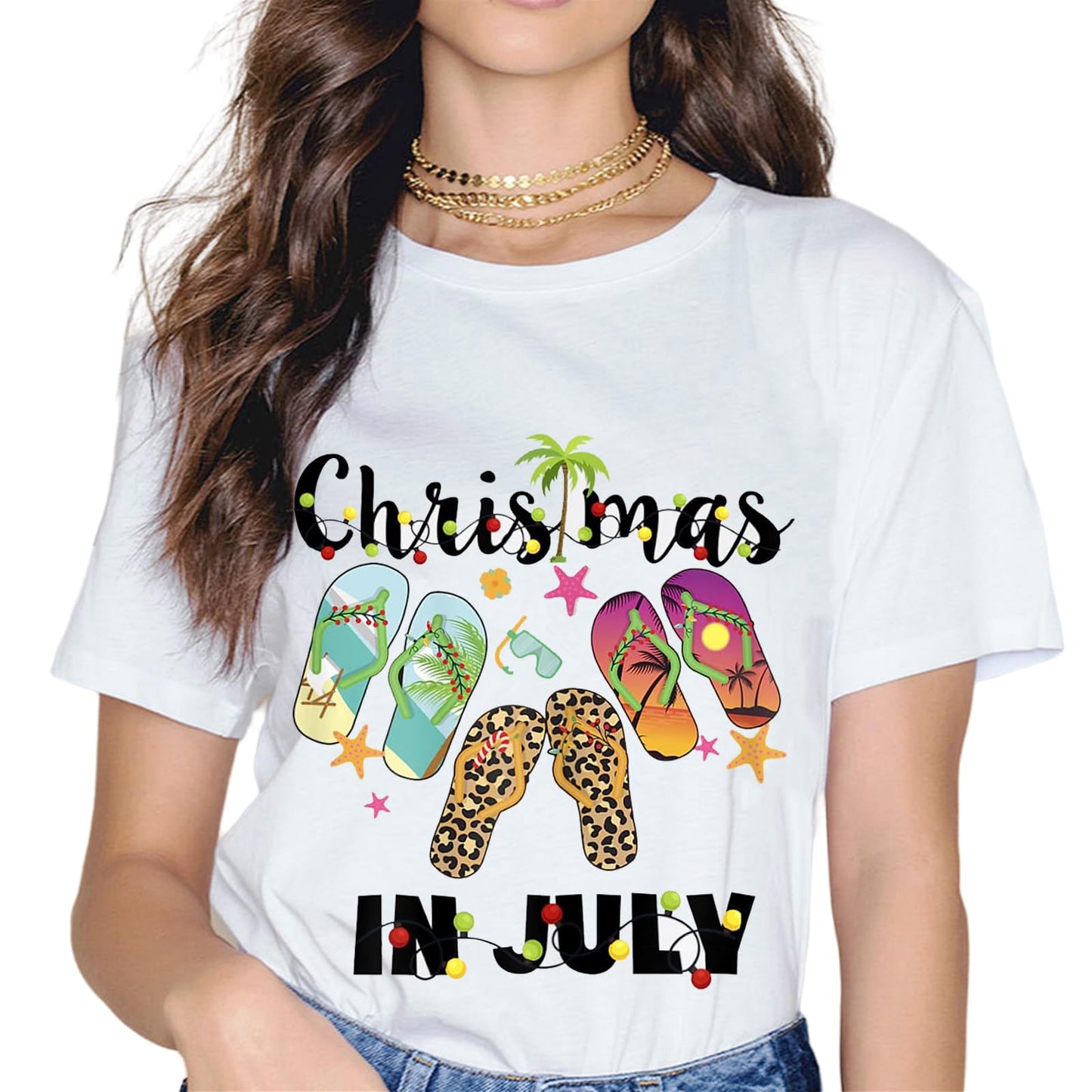 Christmas in July Funny Summer Vacation Graphic T-Shirt