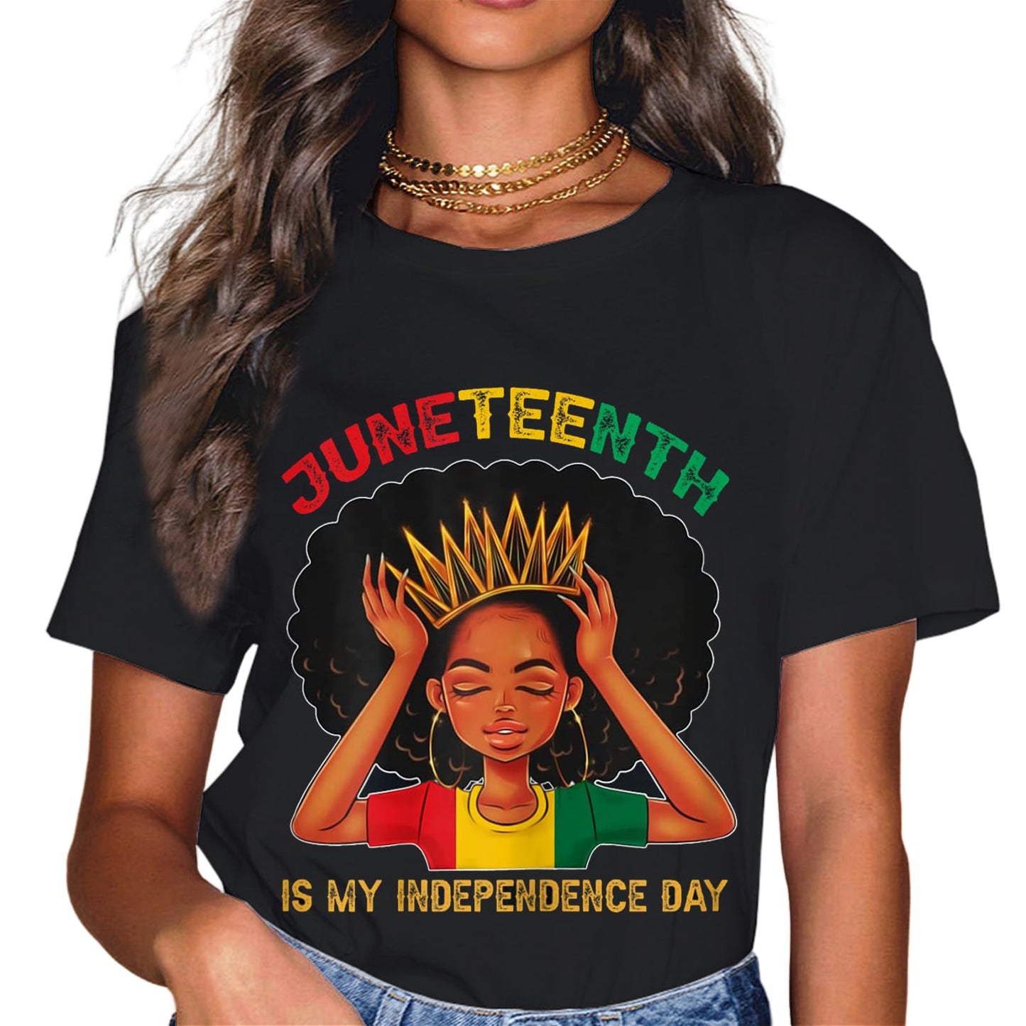 Sassalilly Black History Juneteenth is My Independence Day Black Women T-Shirt