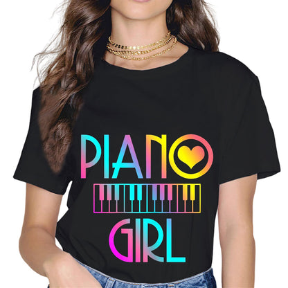 Sassalilly Piano Girl Women Gift Piano T-Shirt