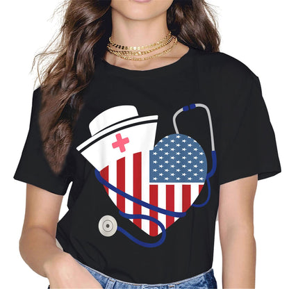 Nurse Pride Patriotic T-Shirt - American Flag Graphics