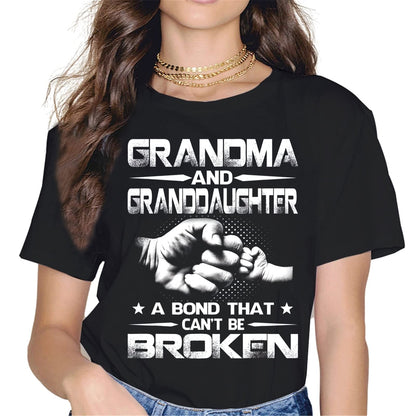 Grandma and Granddaughter Best Friends T-Shirt Women Tops Graphics Casual Short Sleeve Crew Neck Shirts Gift Tee