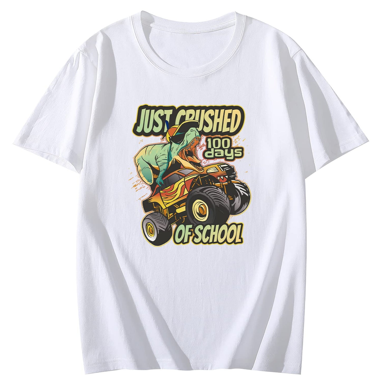 Awesome T-rex Monster Truck Round Neck Short Sleeve T-Shirt Top fo Men