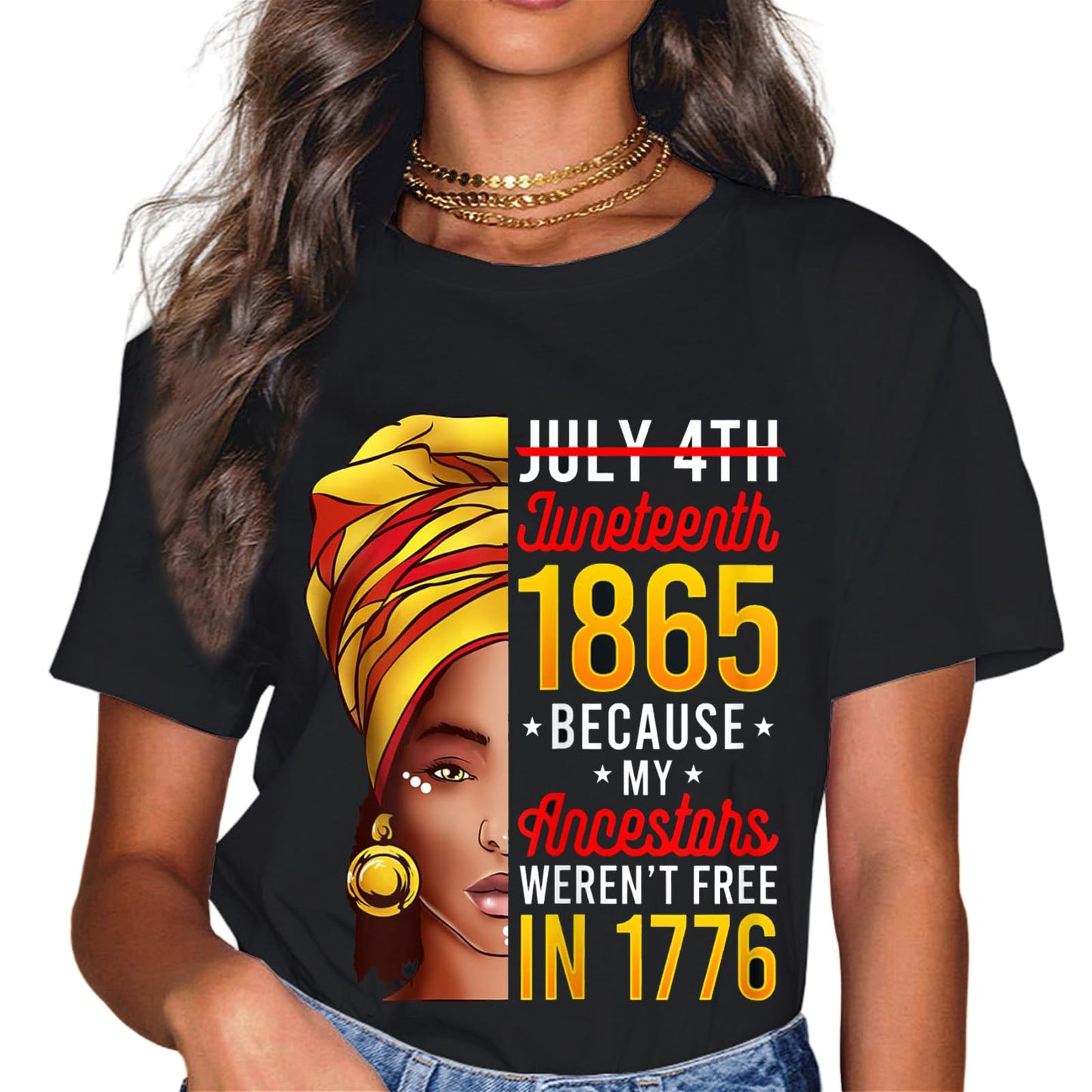 Sassalilly Retro Juneteenth Day 1865 Afro Melanin Black Women T-Shirt