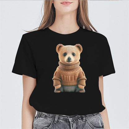 Adorable Bear Tshirts Casual Short Sleeve Tops Women's Teens Girl