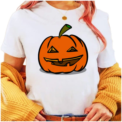 Stravel Summer Halloween T-Shirt - Casual Round Neck