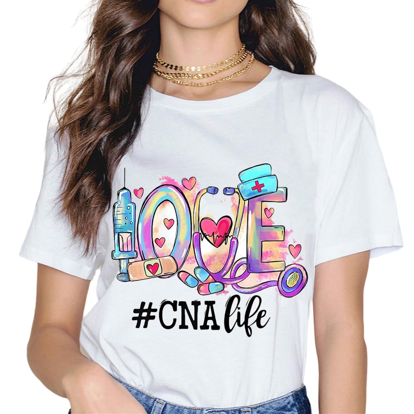 CNA Fashion Short Sleeve Casual Round Neck Gift T-Shirt