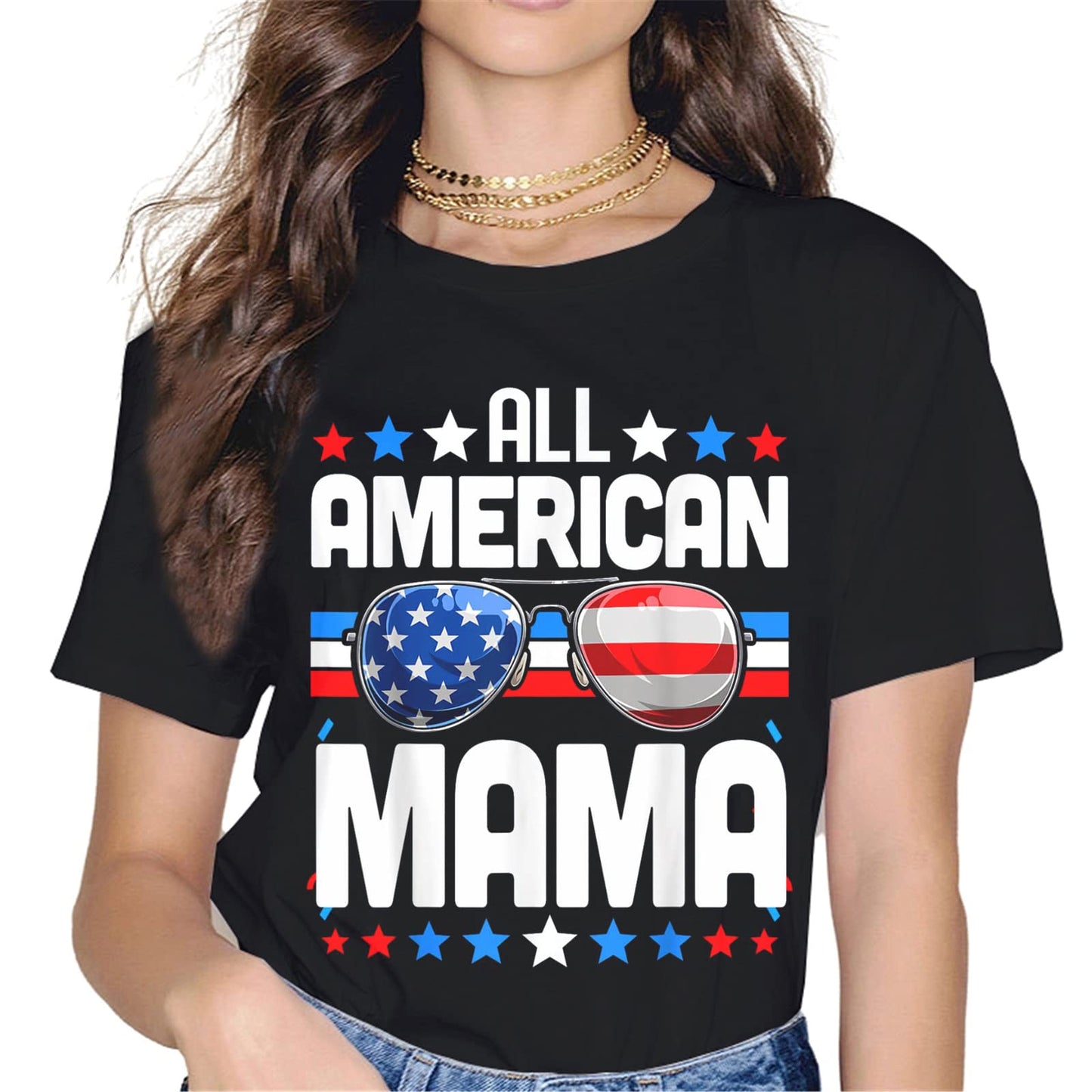 American Mom T-Shirt - Patriotic Graphics