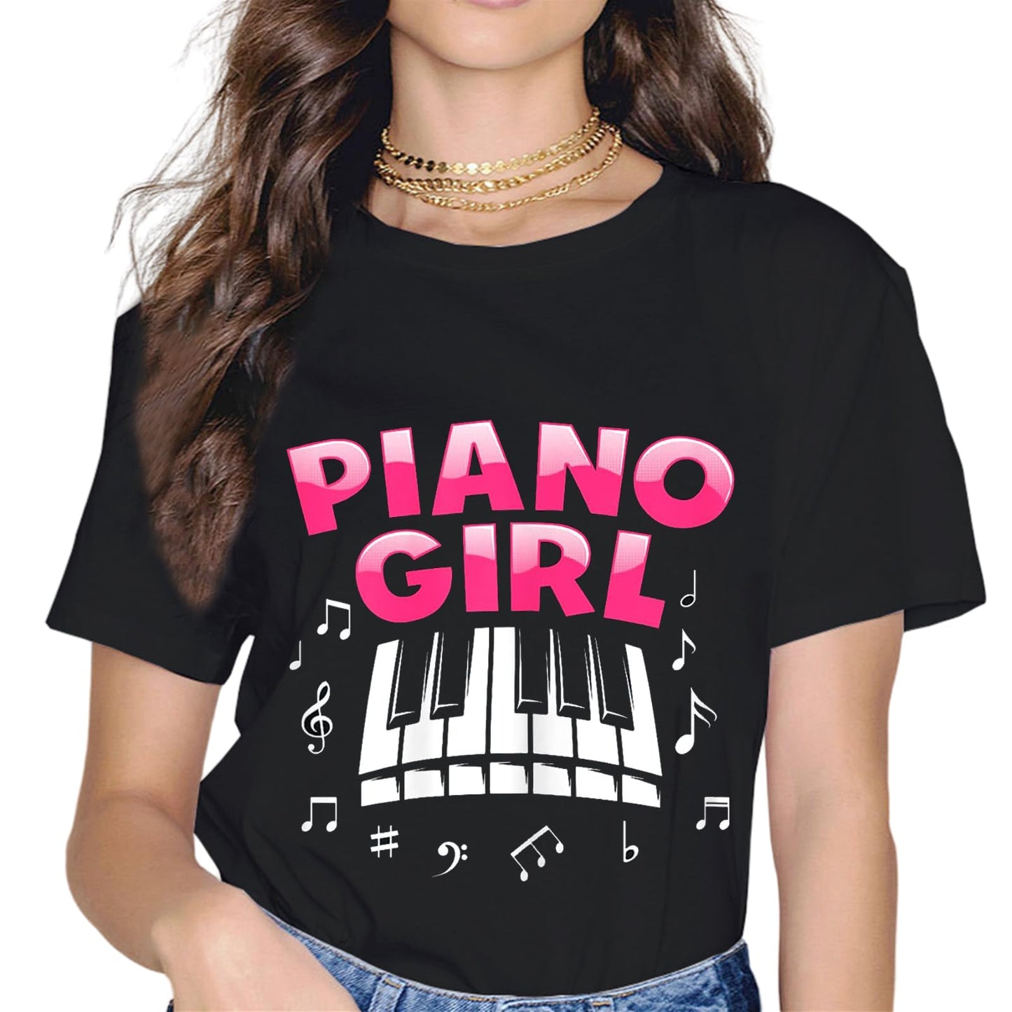 Sassalilly Piano Girl Women Gift Piano T-Shirt