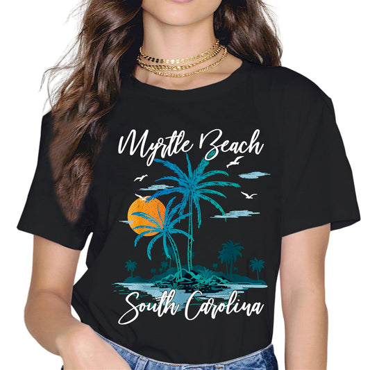 Retro Sunset South Carolina Myrtle Beach Women T-Shirt