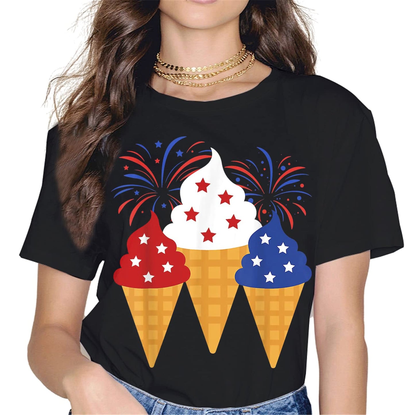 4th of July Firework Ice Cream T-Shirt - Unisex Graphics