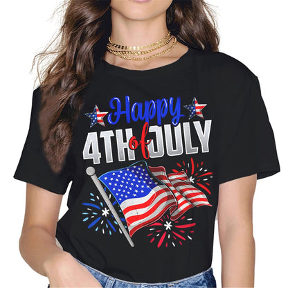 American Flag Fireworks T-Shirt - 4th of July Graphics