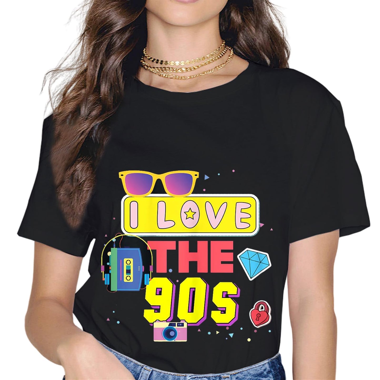 90's Fashion Short Sleeve Casual Round Neck Gift T-Shirt