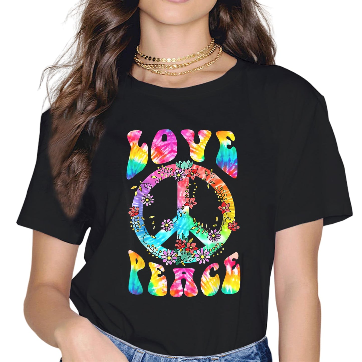 Love and Peace Flower Hippie Lover Beautiful Cute Funny Gift T-Shirt