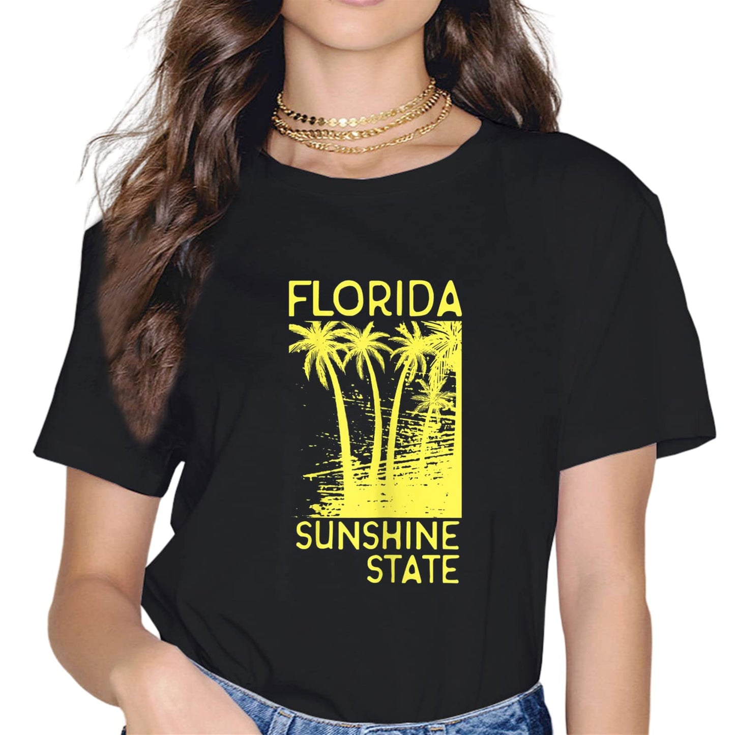 Summer Florida Vacation Short Sleeve Casual Round Neck Tee Shirt