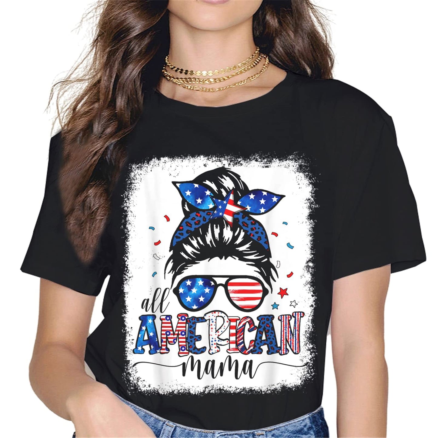 American Mom T-Shirt - Patriotic Graphics