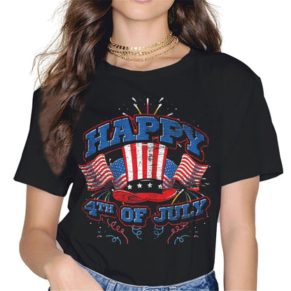 American Flag Party Tee - Happy 4th of July Women's Tops