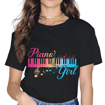 Sassalilly Piano Girl Women Gift Piano T-Shirt