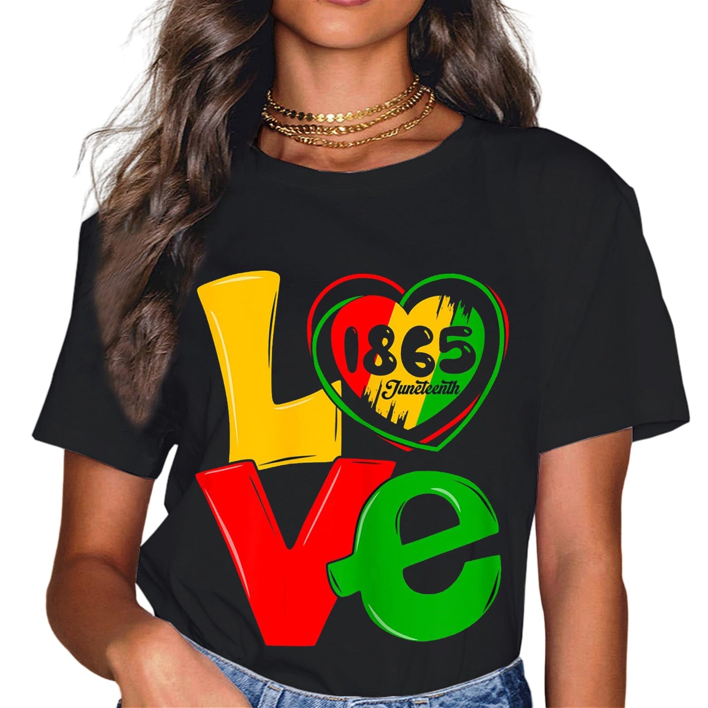 Happy Juneteenth is My Independence Day Free Black Women Fashion Casual Round Neck T-Shirt