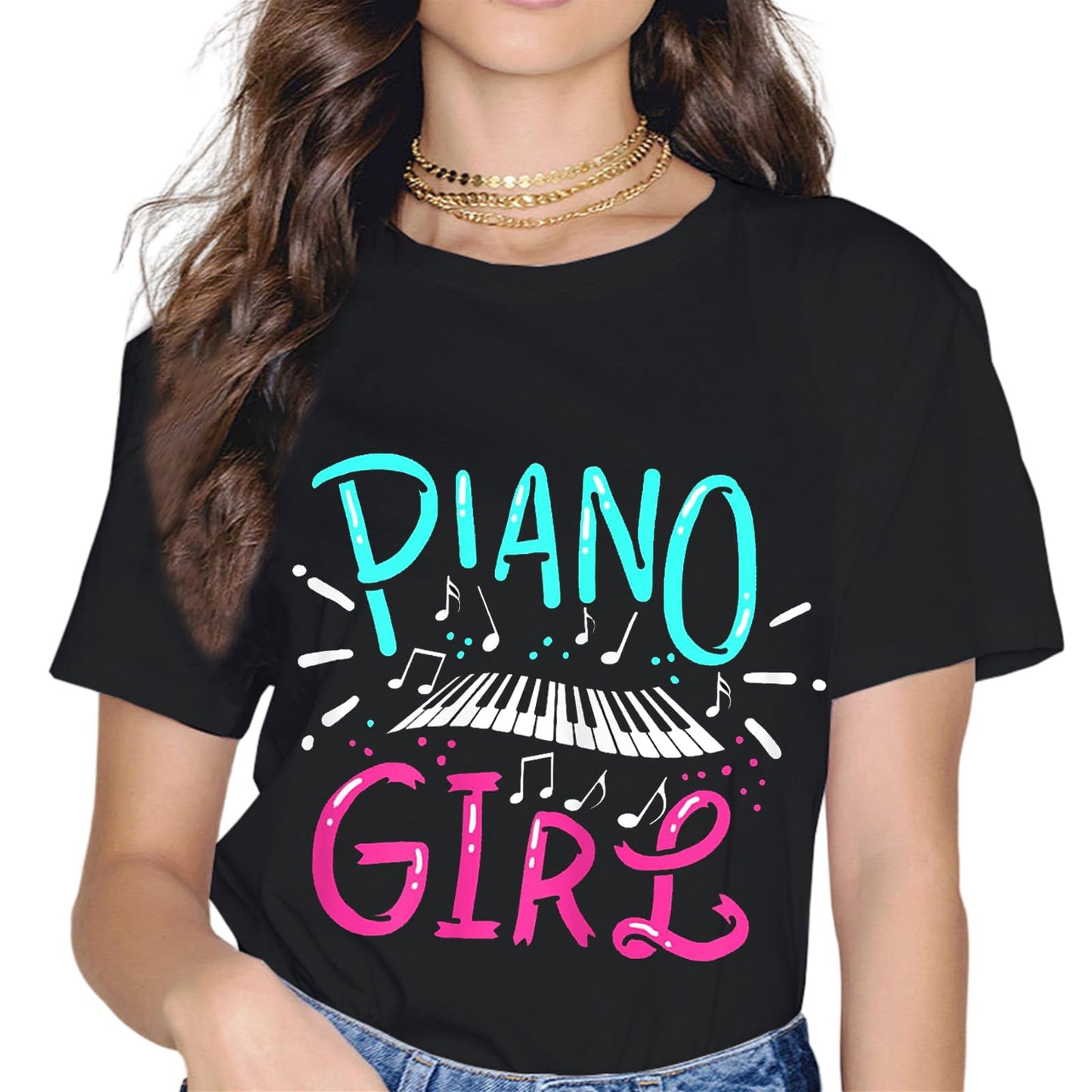 Sassalilly Piano Girl Women Gift Piano T-Shirt