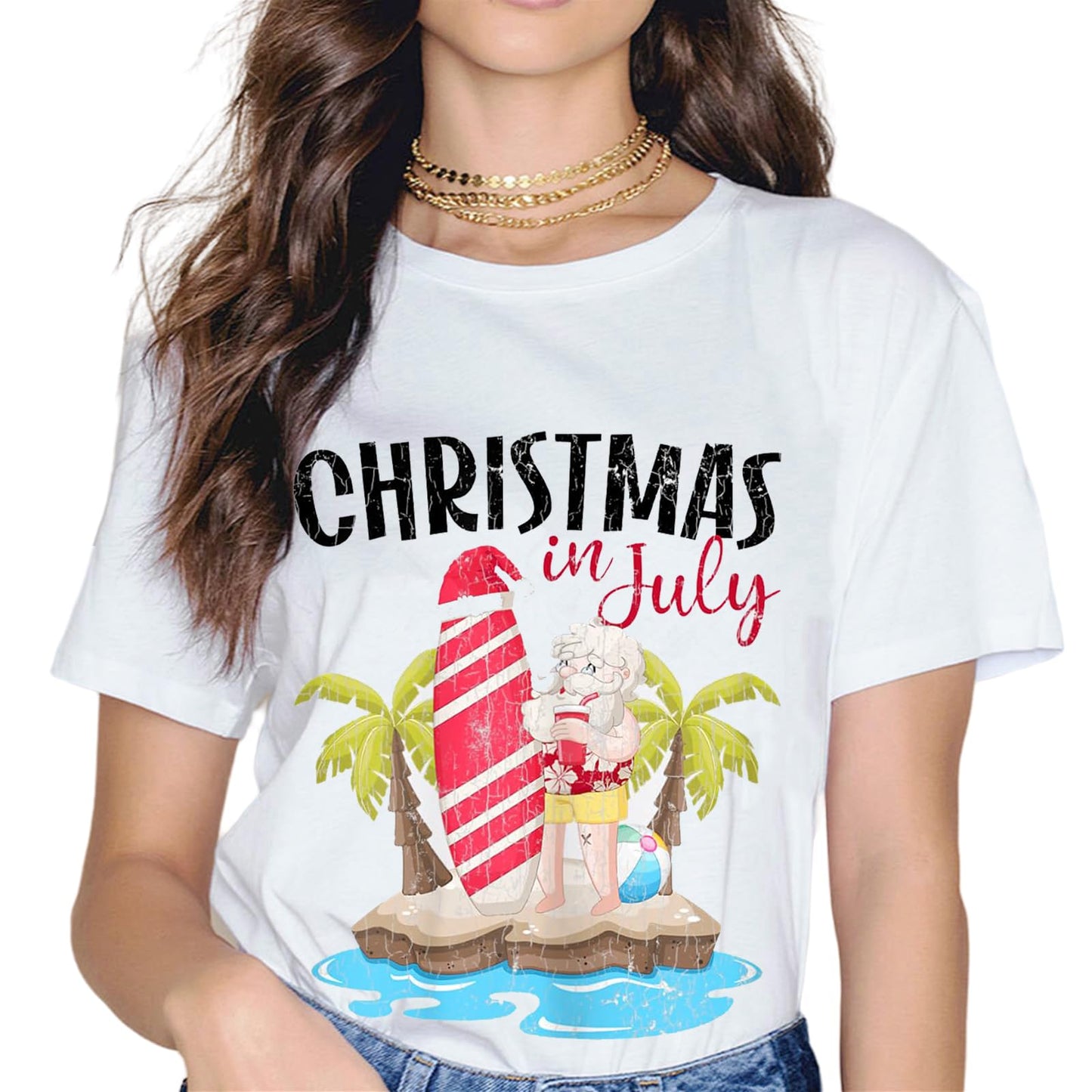 Christmas in July Funny Summer Vacation Graphic T-Shirt