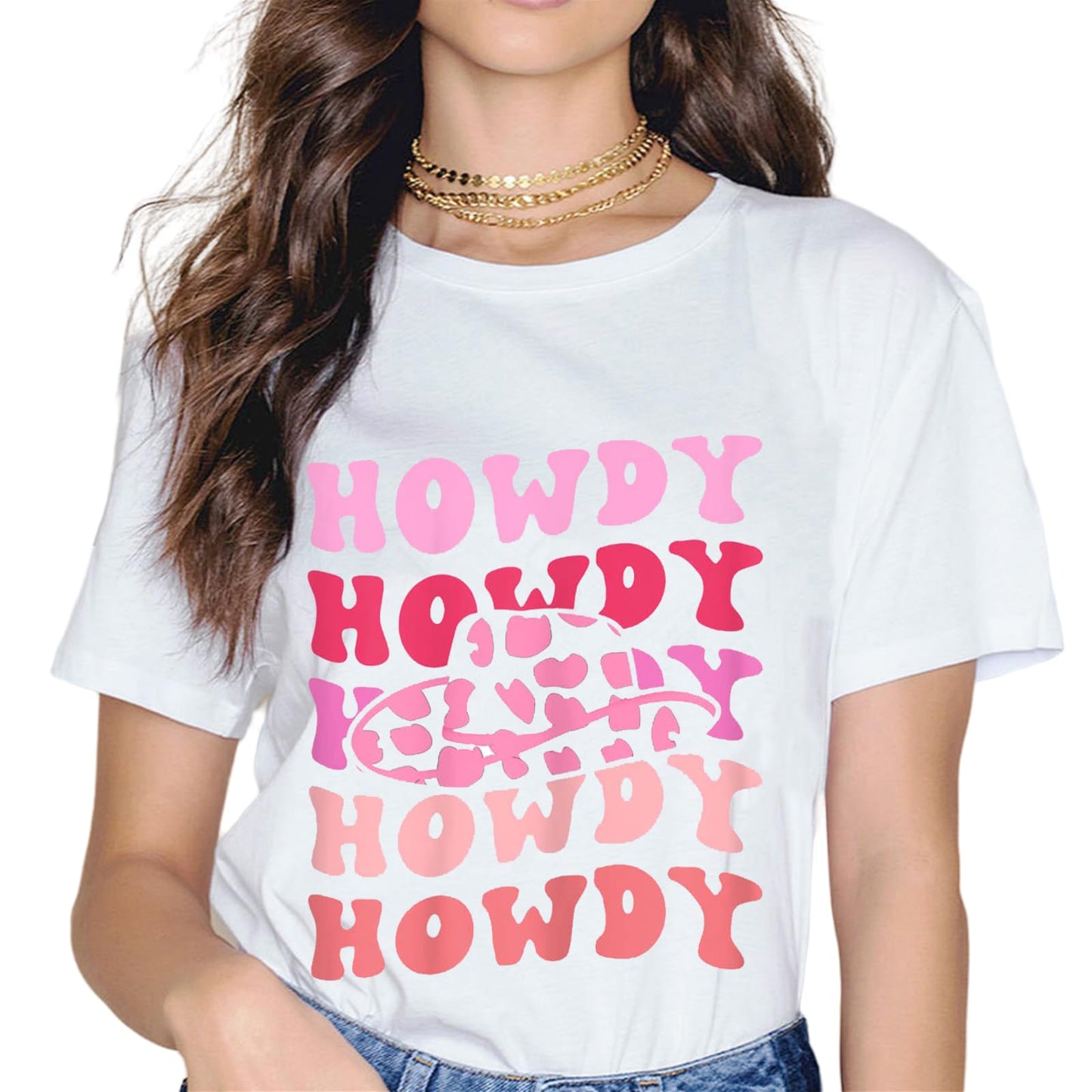 Vintage White Howdy Rodeo Western Country Southern Cowgirl T-Shirt