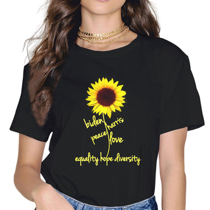 Biden Harris 2024 Peace Love Equality Hope Diversity Flower T-Shirt