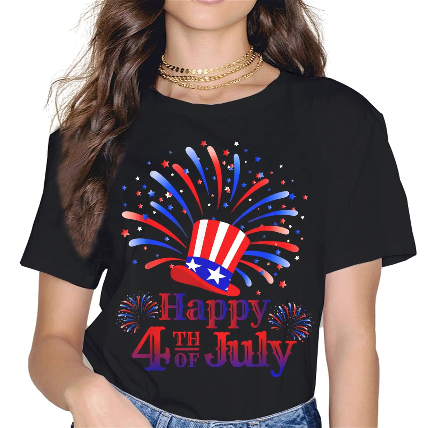 American Flag Fireworks T-Shirt - 4th of July Graphics