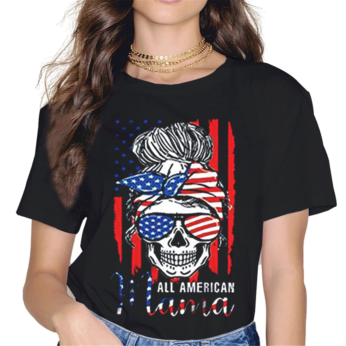 American Mom T-Shirt - Patriotic Graphics