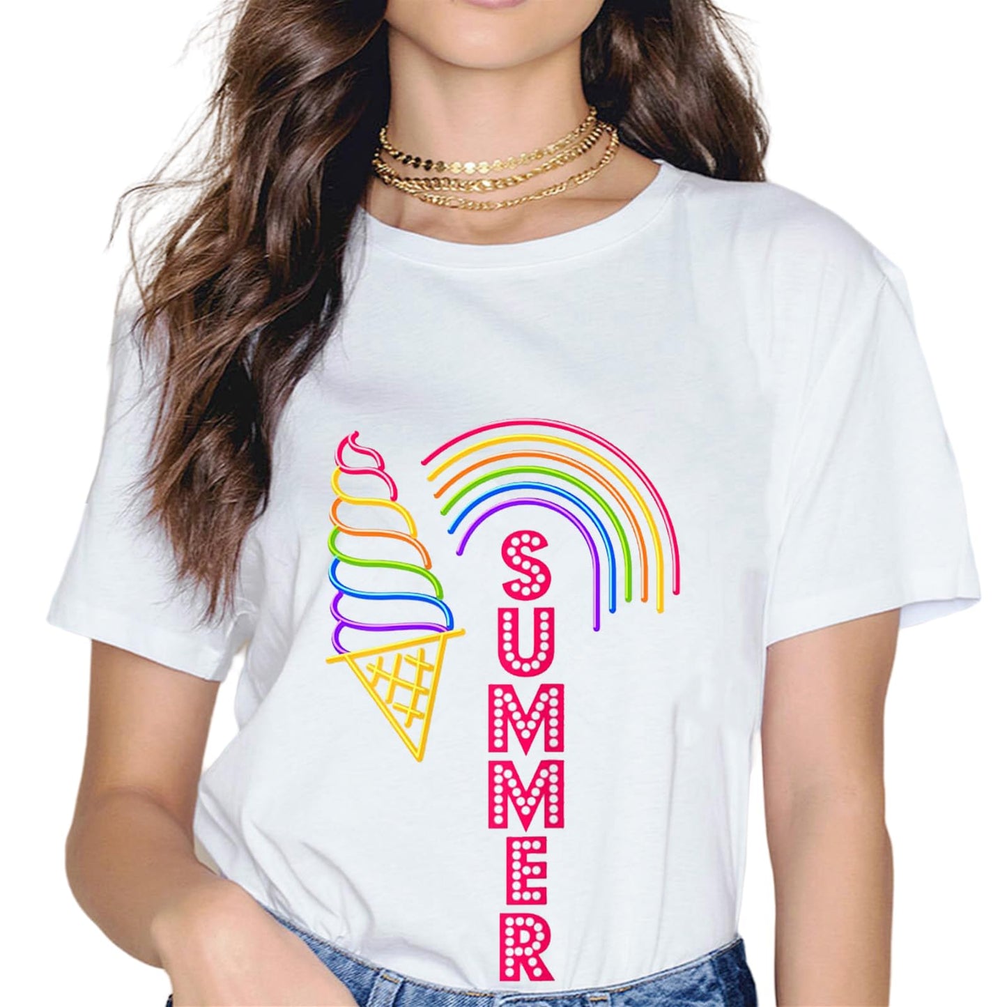 Ice Cream Popsicles Gift for Girls & Women Ice Cream Cone T-Shirt