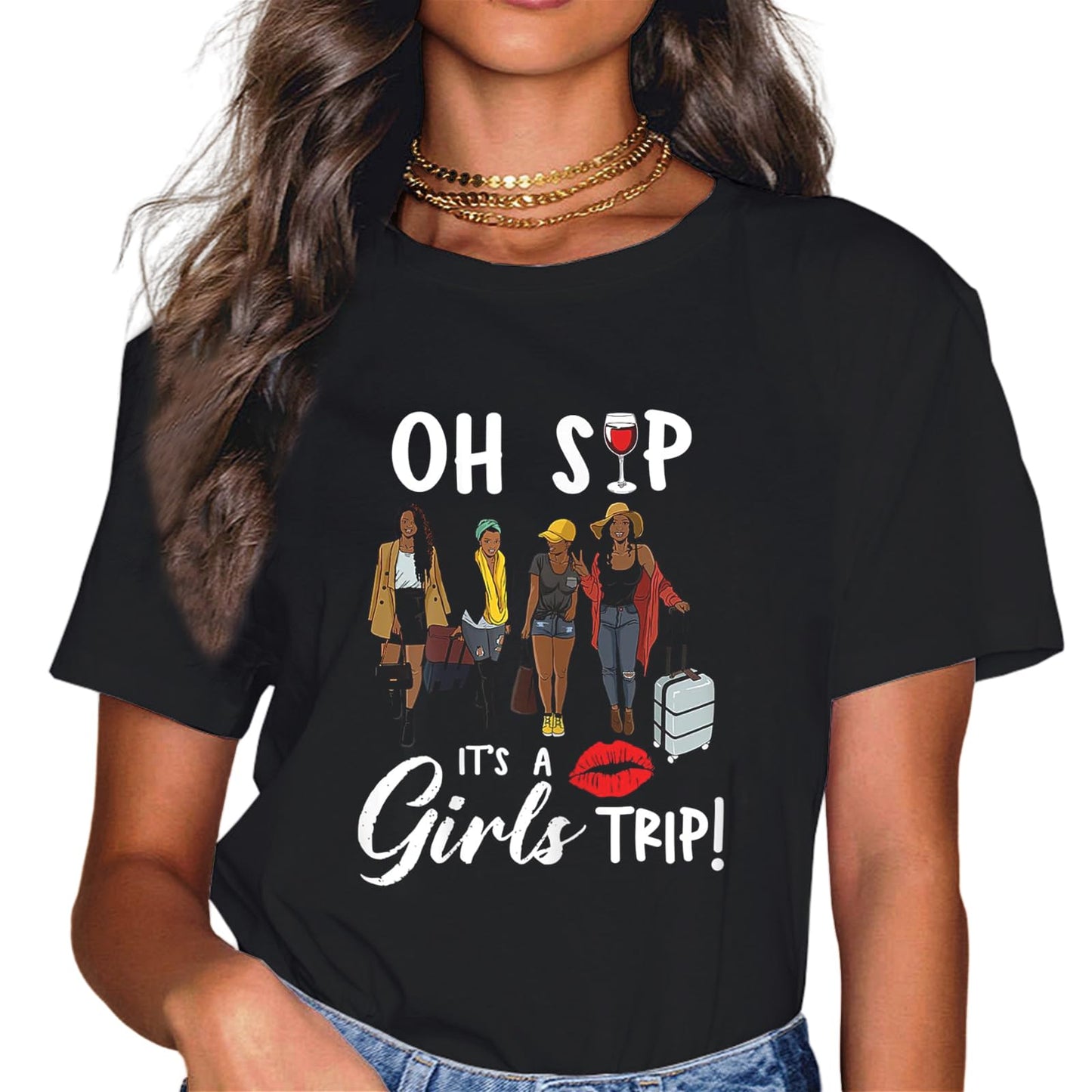 Girls Trip 2023 for Black Melanin Party Women on Vacation T-Shirt
