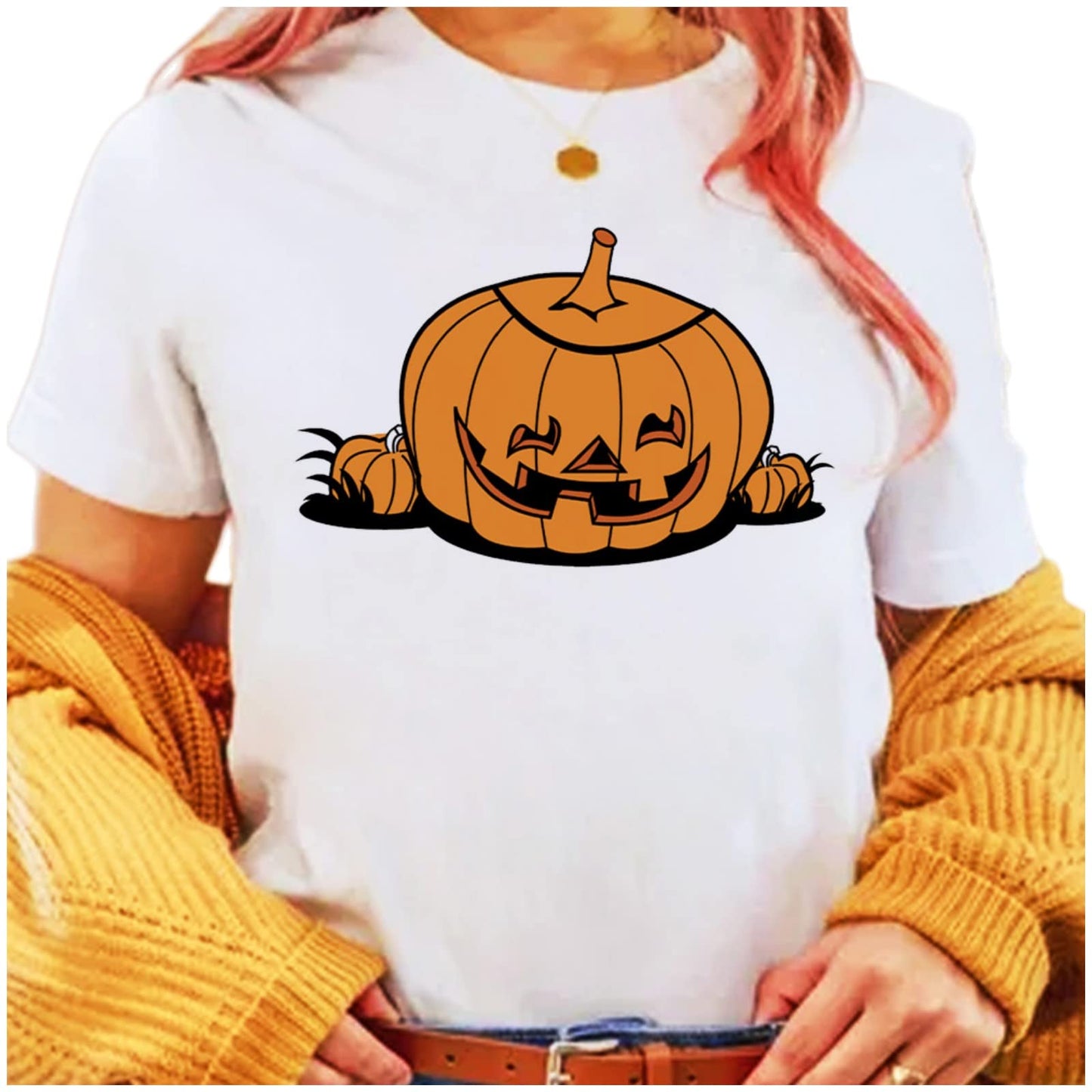 Stravel Summer Halloween T-Shirt - Casual Round Neck