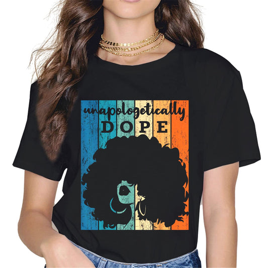 Women Tops African American T-Shirt Juneteenth Unapologetically Dope Black History Month Graphics Shirt Casual Gift Tee