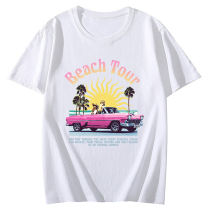 Beach Tour Shirt for Women Short Sleeve Comfort Tops T-Shirt