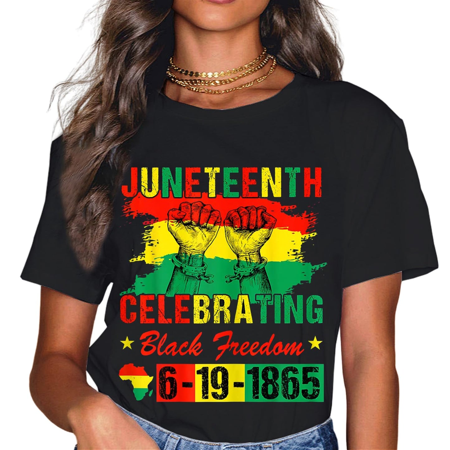 Sassalilly Retro Juneteenth Day 1865 Afro Melanin Black Women T-Shirt