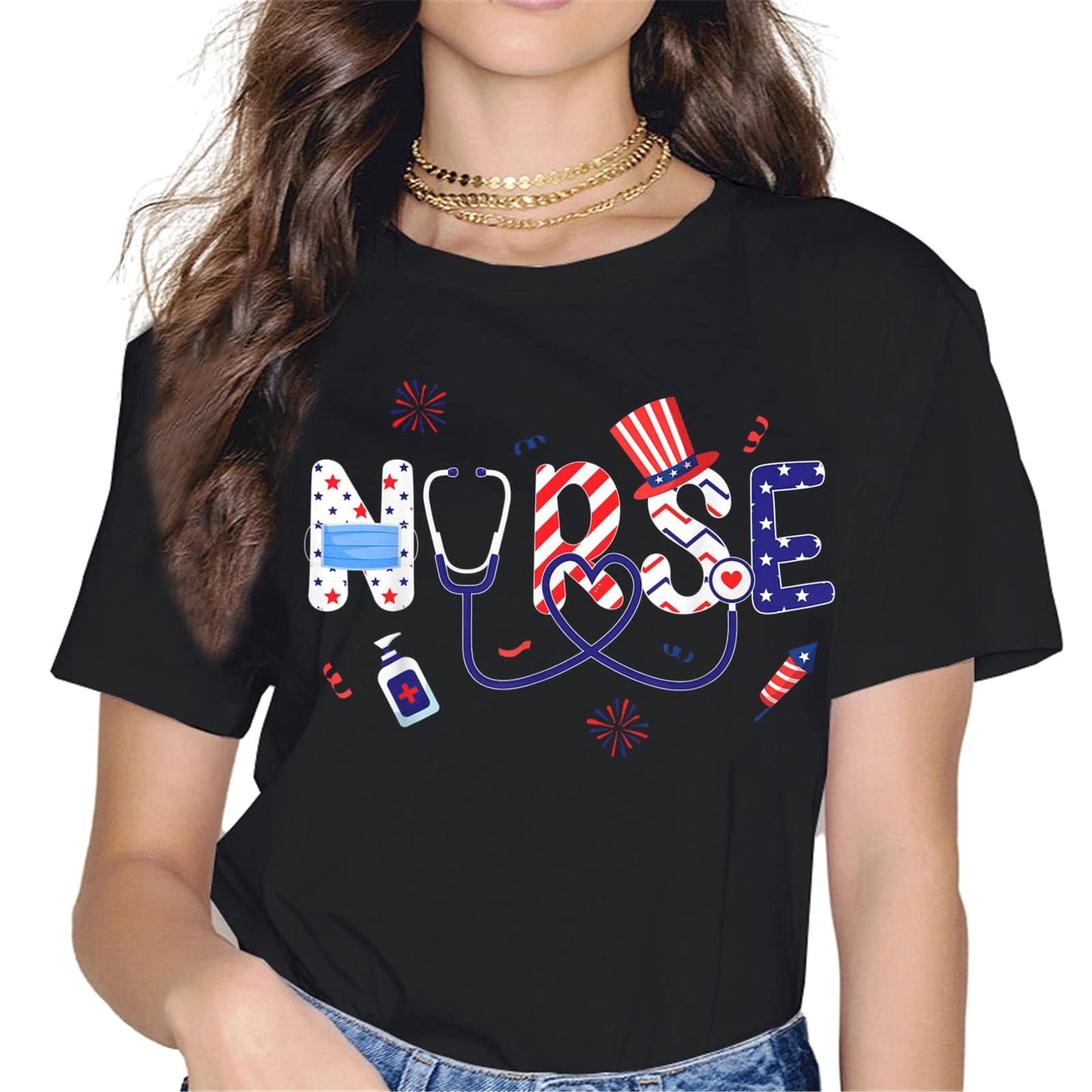 Nurse Pride Patriotic T-Shirt - American Flag Graphics