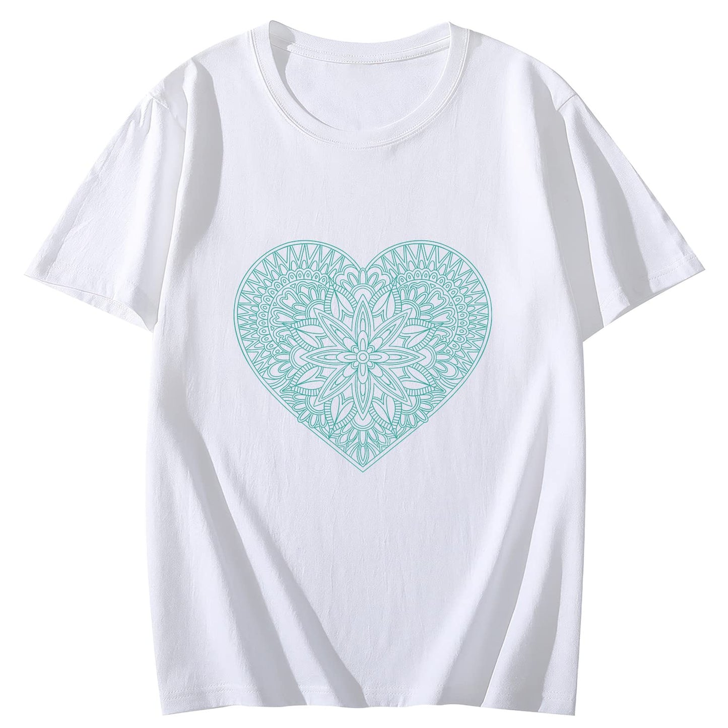 Man Da La Heart Short Sleeve Comfort Tops T-Shirts for Women