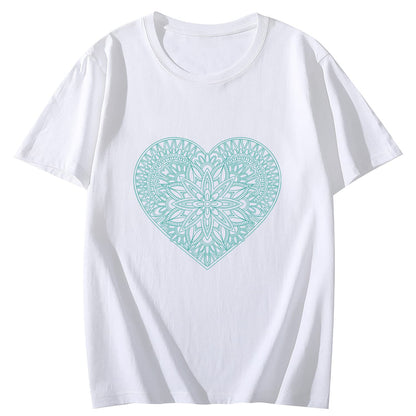 Man Da La Heart Short Sleeve Comfort Tops T-Shirts for Women