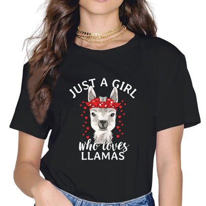 Cute Llama Squad Shirt Fashion Short Sleeve Casual Round Neck Gift T-Shirt