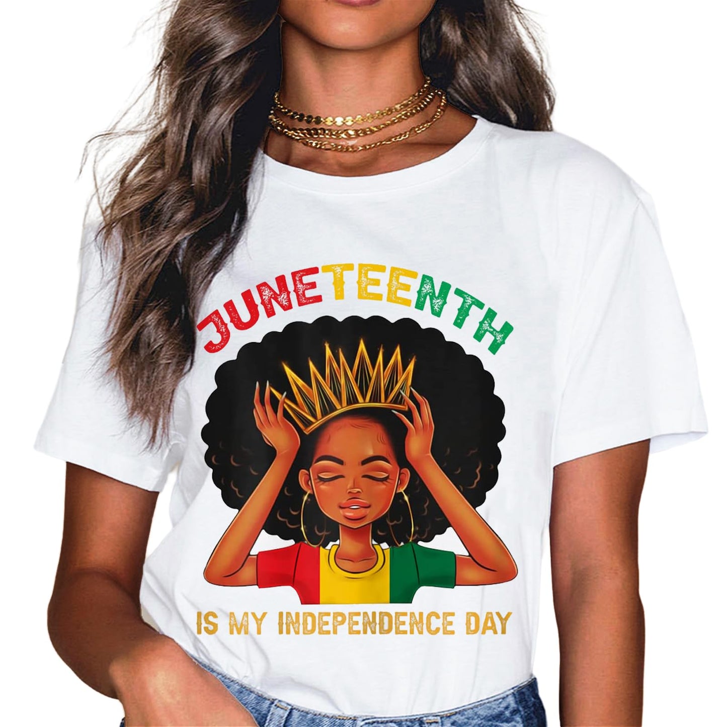 Sassalilly Black History Juneteenth is My Independence Day Black Women T-Shirt