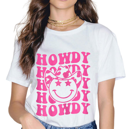 Vintage White Howdy Rodeo Western Country Southern Cowgirl T-Shirt