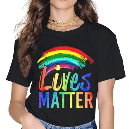 Women LGBTQ Gay & Lesbian Pride Rainbows Flag Tops T-Shirt Pride Month Shirt Casual Short Sleeve Crew Neck Shirts Gift Tee