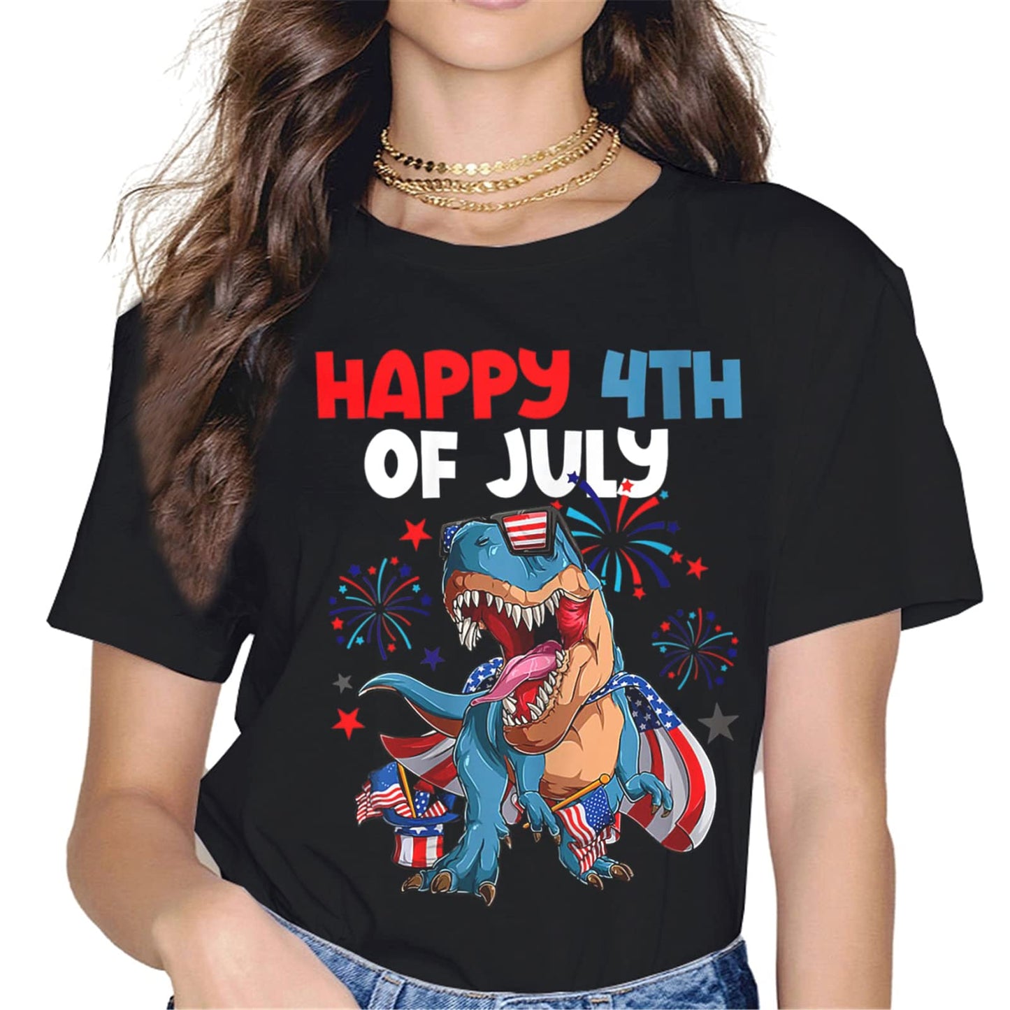 American Flag Party Tee - Happy 4th of July Women's Tops